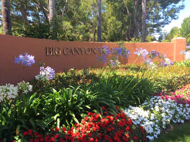 Big Canyon Villas Community Sign in Newport Beach, California